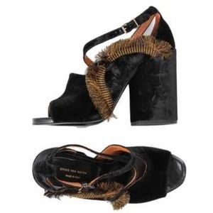 Dries van noten fringe velvet platform